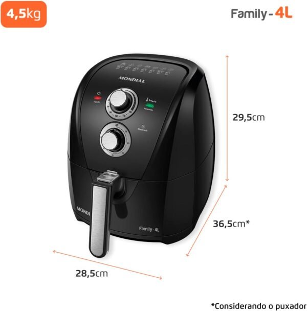 Mondial Air Fryer 4L - Preto/Prata