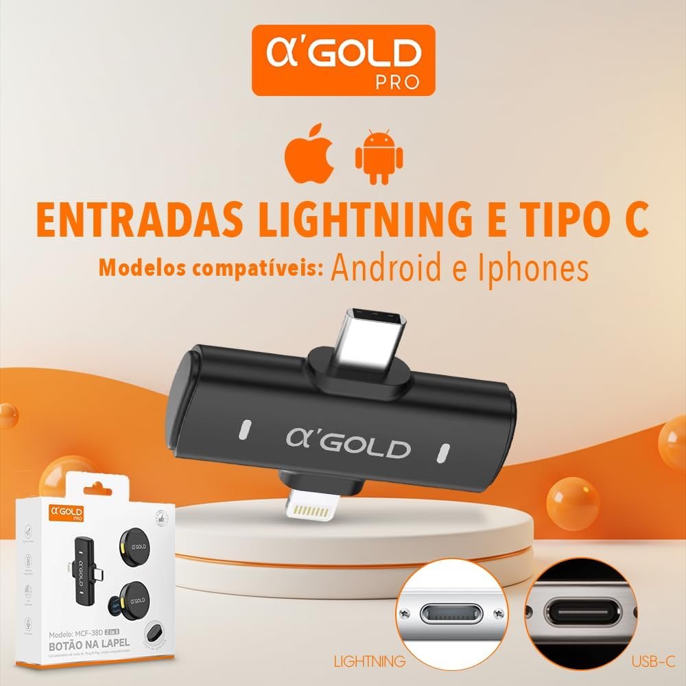 Microfone de Lapela Sem Fio Bluetooth - Linha AGold Premium - Imagem 2