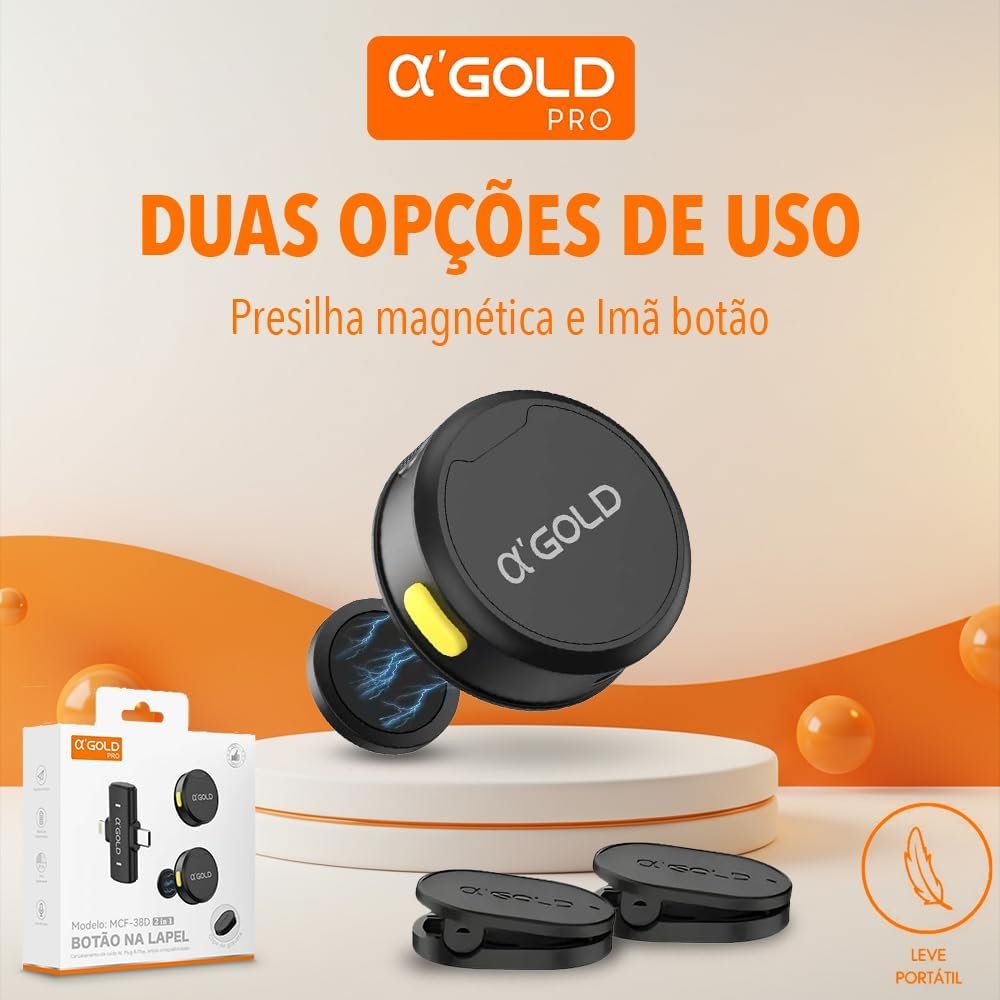 Microfone de Lapela Sem Fio Bluetooth - Linha AGold Premium - Imagem 4